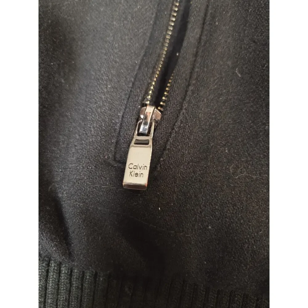 Vintage Calvin Klein Wool Bomber Jacket‎ Men’s 2XL Black Collared Designer Coat